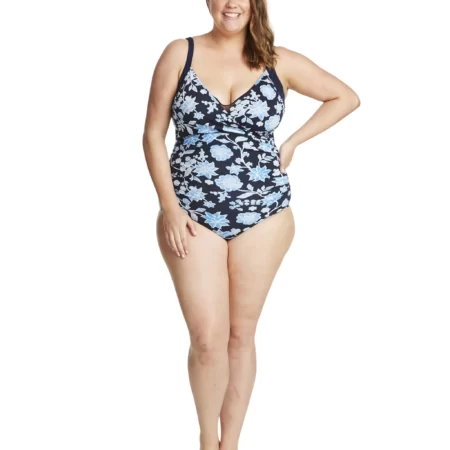 Paisley Rose Cross Over Front One Piece Swimsuit