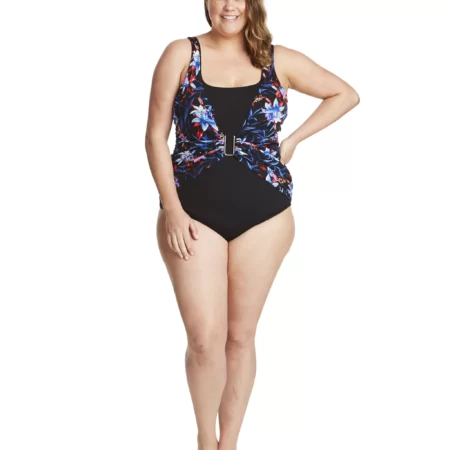 Mystic Hybiscus Square Neck One Piece Swimsuit